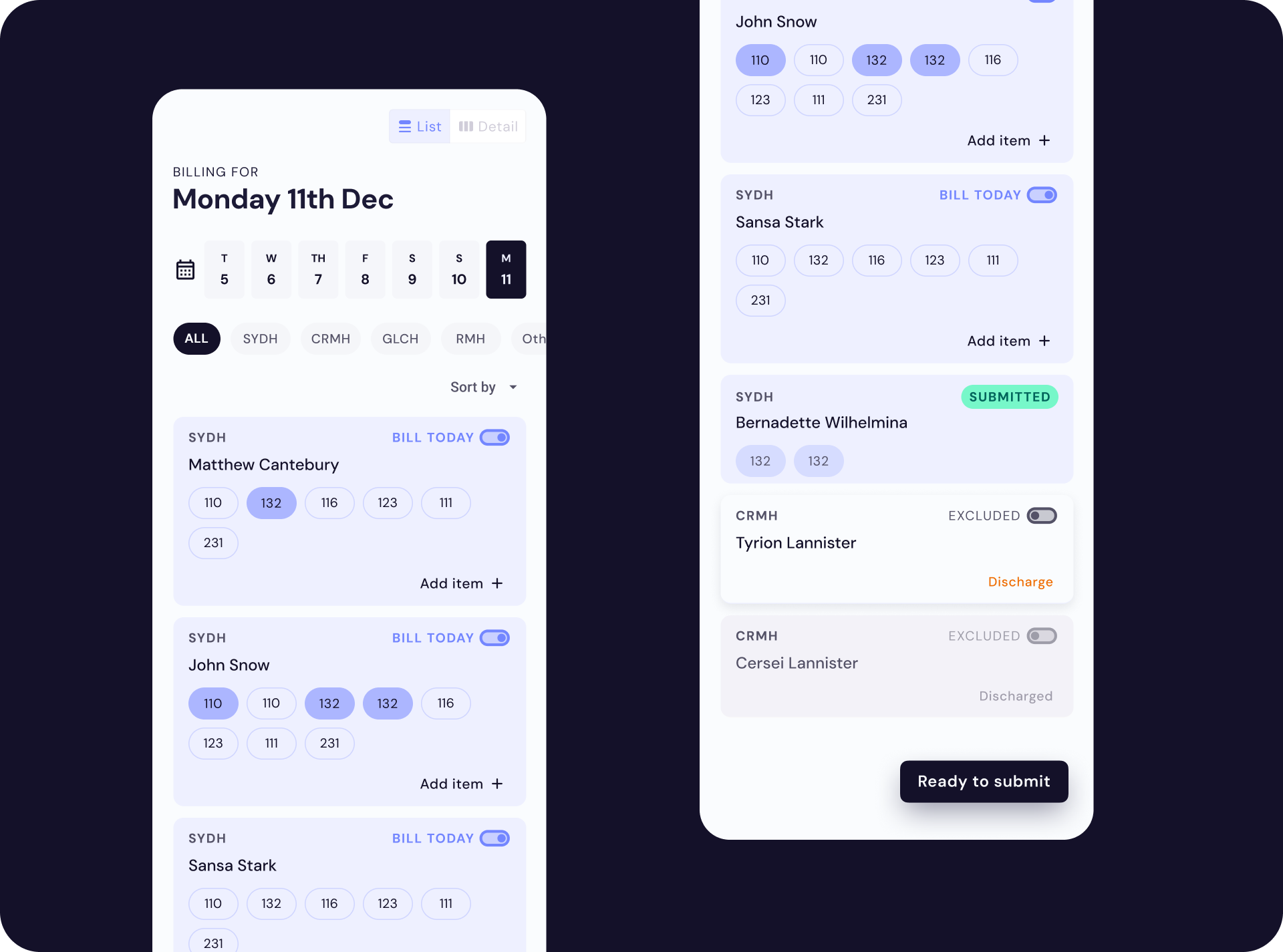 Medbill — Mobile Day View